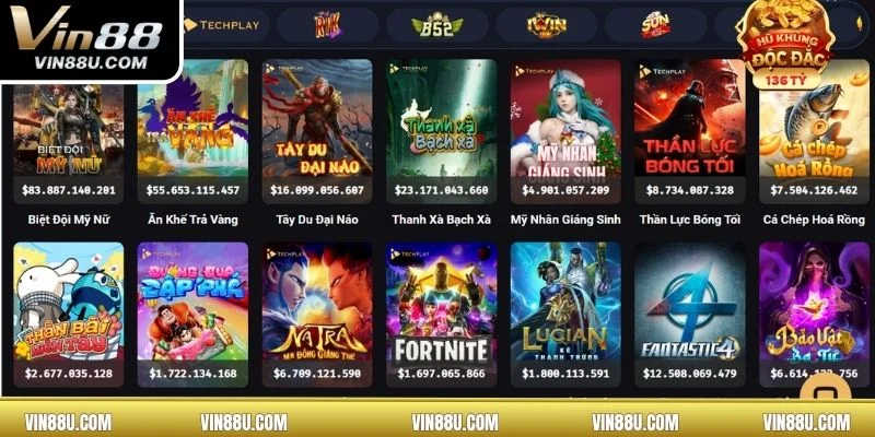 Kho game nổ hũ đổi thưởng siêu ấn tượng tại nhà cái VIN88